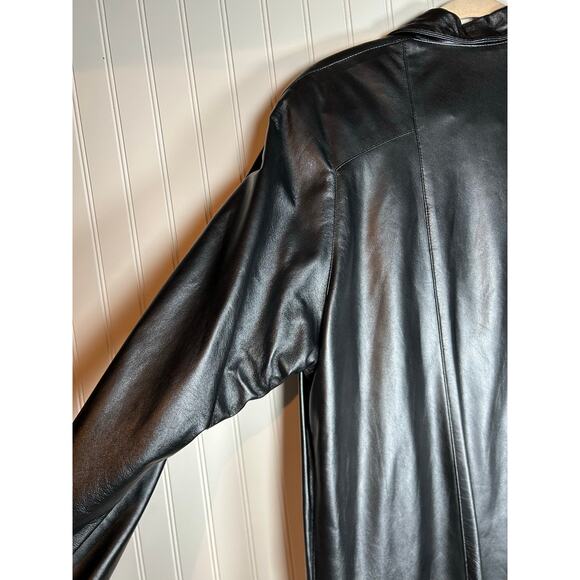 Dero by Rocco D'Amelio Women's metallic black, Leather Long Coat, M the matrix - Picture 8 of 13